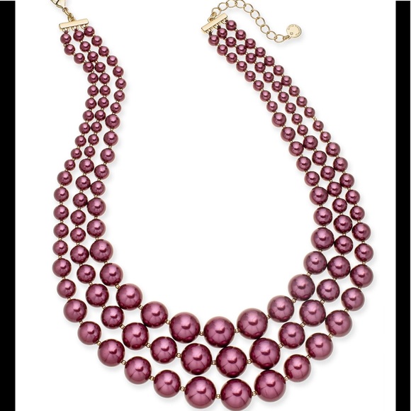 FAUX PEARL THREE-ROW COLLAR NECKLACE - Picture 3 of 7